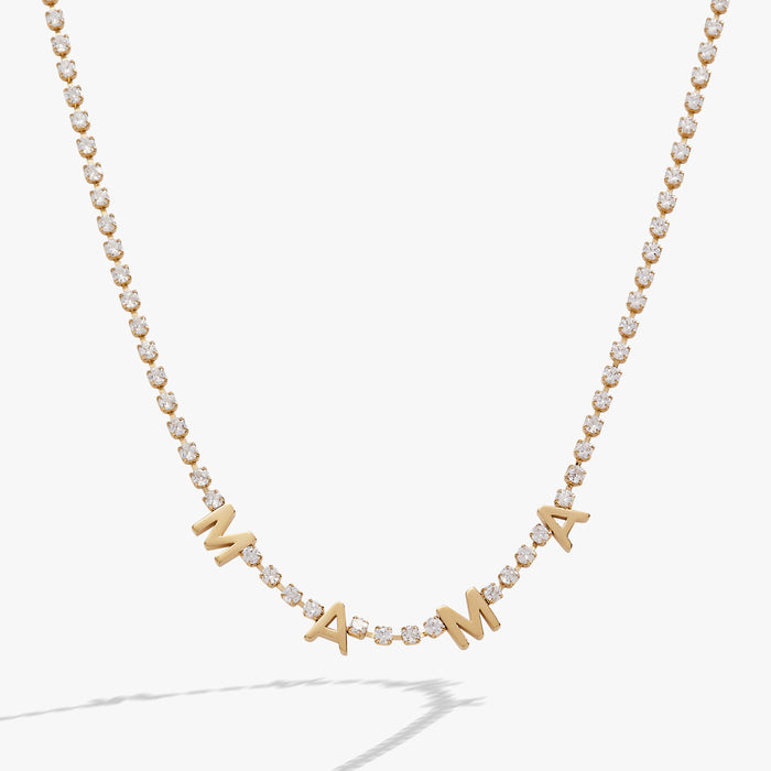 "Mama" Crystal Tennis Necklace