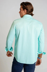 Mauro Long Sleeve Check Tech Shirt - Emerald - 02AMSTORY - LONG SLEEVE SHIRTS - Buki