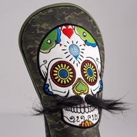 Mustache Sugar Skull - Fairway Cover Green Camo - 02AMSTORY - Headcovers - Fairway - Pins and Aces