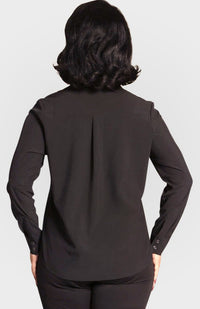 Resort Vee Popover Shirt - Black - 02AMSTORY - SHIRTS & BLOUSES - Buki
