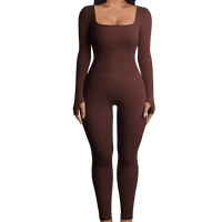 Sleek and Stylish Ribbed Yoga Jumpsuit - 02AMSTORY - Women's Dresses,Rompers, Skirts - 24 Hour Sport