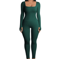 Sleek and Stylish Ribbed Yoga Jumpsuit - 02AMSTORY - Women's Dresses,Rompers, Skirts - 24 Hour Sport