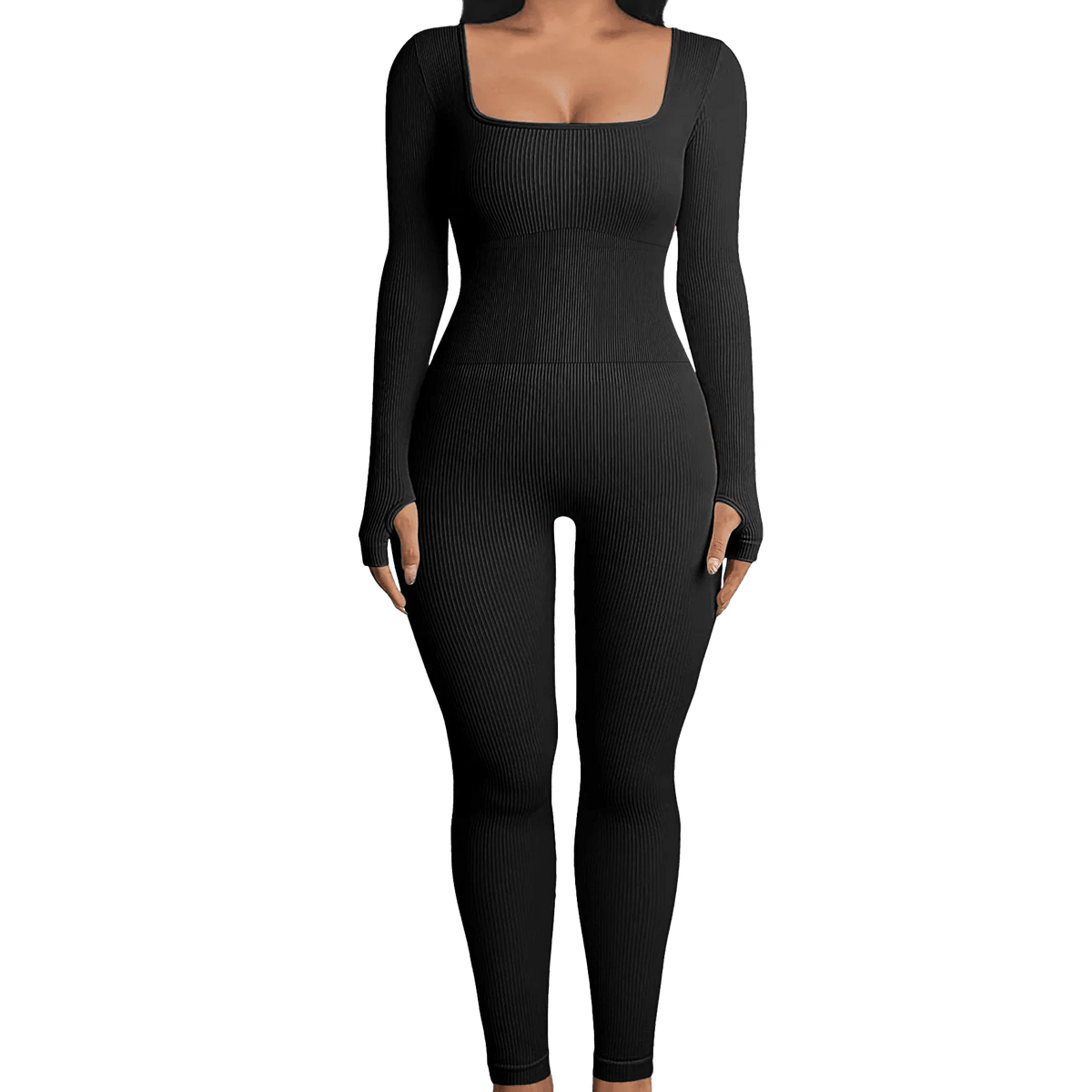 Sleek and Stylish Ribbed Yoga Jumpsuit - 02AMSTORY - Women's Dresses,Rompers, Skirts - 24 Hour Sport