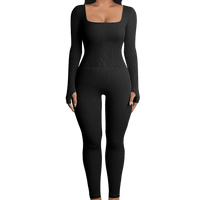Sleek and Stylish Ribbed Yoga Jumpsuit - 02AMSTORY - Women's Dresses,Rompers, Skirts - 24 Hour Sport