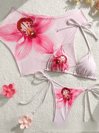 Split Swimsuit Lace up Bikini Short Sleeved Blouse Three Piece Swimsuit Slim Sexy Bikini - 02AMSTORY - Bella Mia