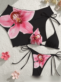 Split Swimsuit Lace up Bikini Short Sleeved Blouse Three Piece Swimsuit Slim Sexy Bikini - 02AMSTORY - Bella Mia