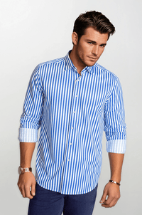 The Go Big Stripe Long Sleeve Tech Shirt - Royal Blue - 02AMSTORY - LONG SLEEVE SHIRTS - Buki