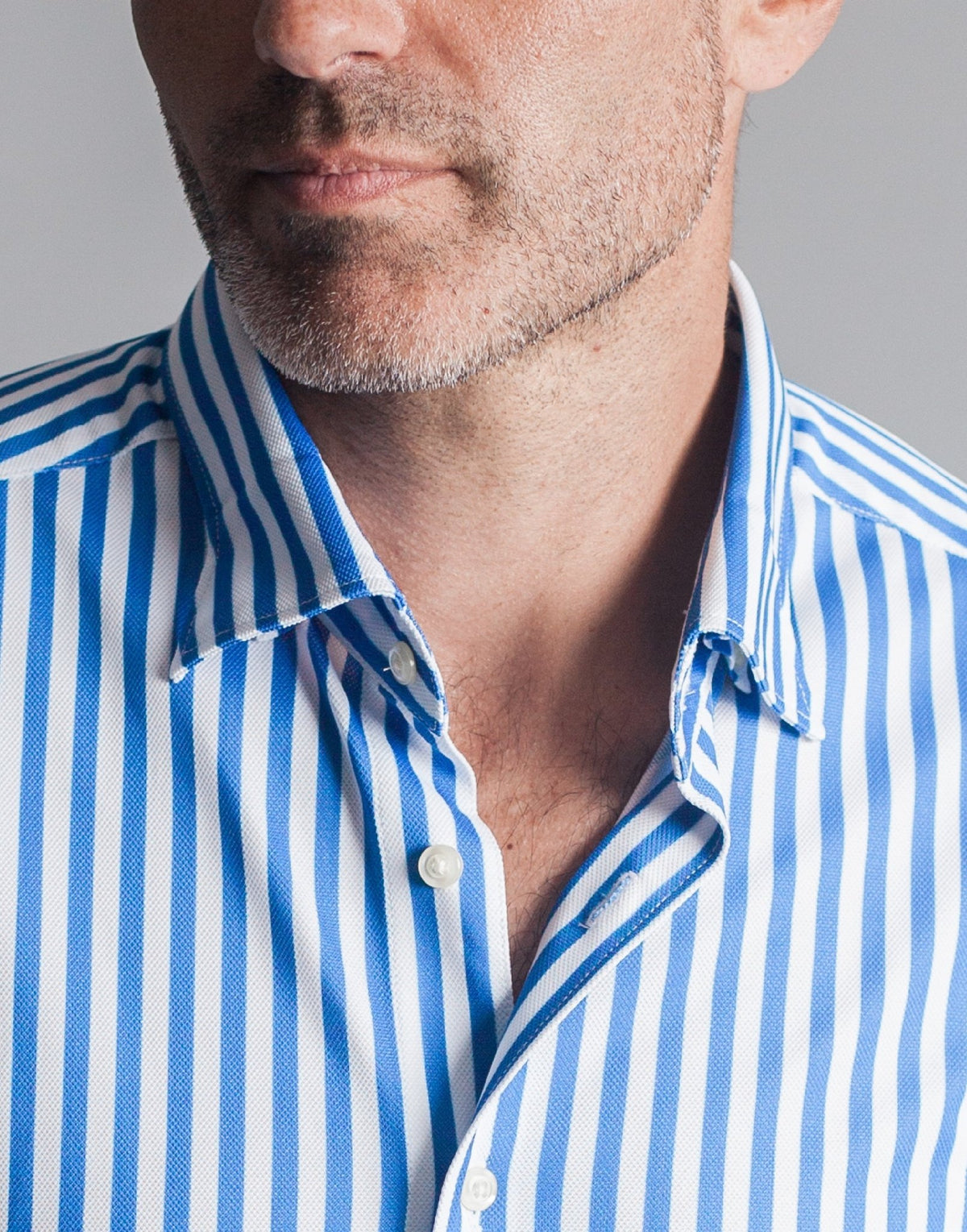 The Go Big Stripe Long Sleeve Tech Shirt - Royal Blue - 02AMSTORY - LONG SLEEVE SHIRTS - Buki