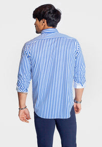 The Go Big Stripe Long Sleeve Tech Shirt - Royal Blue - 02AMSTORY - LONG SLEEVE SHIRTS - Buki