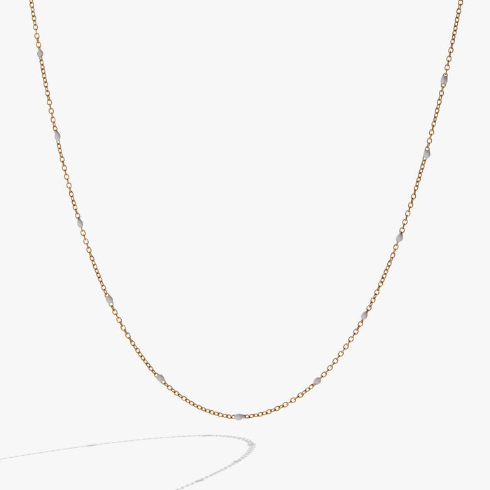 Enamel White Dot Chain Necklace