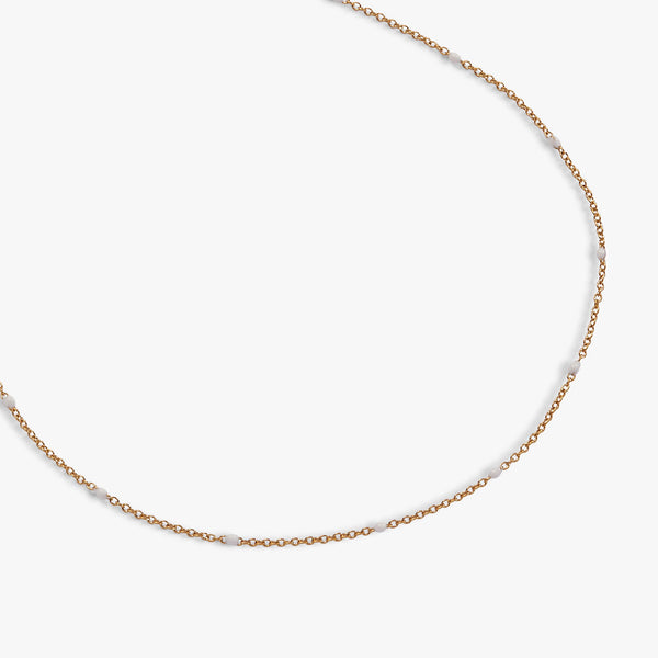 Enamel White Dot Chain Necklace